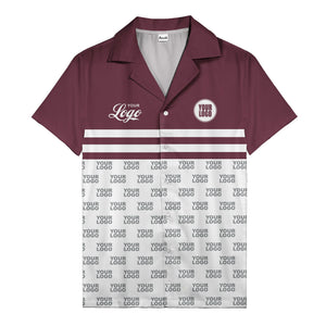 repeating customizable logo hawaiian shirt personalized text aloha button down shirt