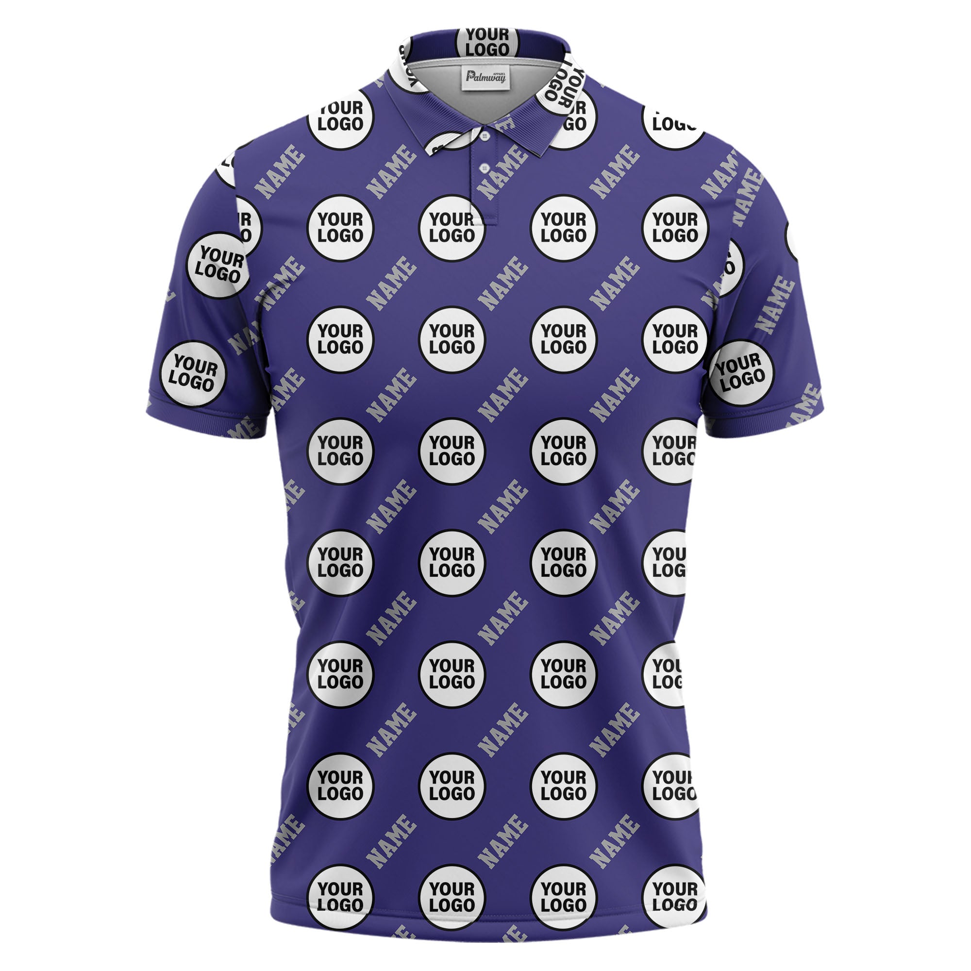 repeating geometric circle logo graphic polo shirt - custom branding available