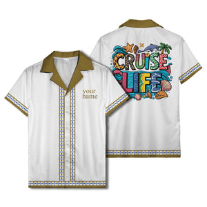 retro bowling diamond geometric personalized hawaiian shirt for men