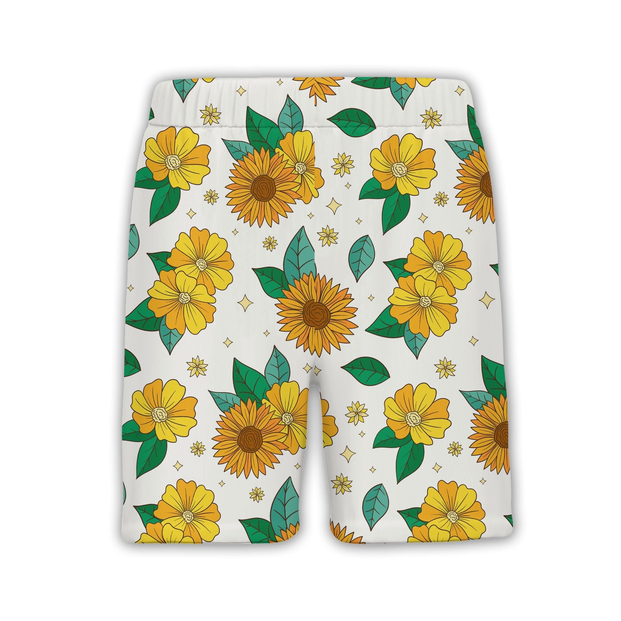 Retro Cartoon Sunflower and Daisy Hawaiian Shirt on Cream
