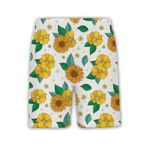Retro Cartoon Sunflower and Daisy Hawaiian Shirt on Cream
