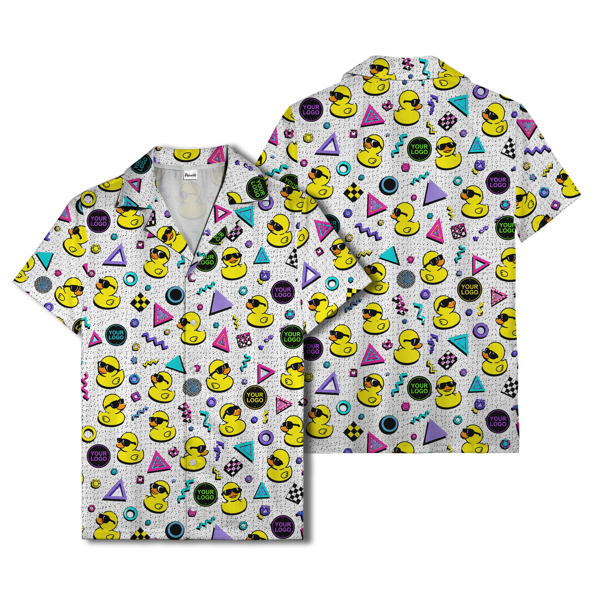 retro rubber ducks & geometric 80s blocks hawaiian shirt