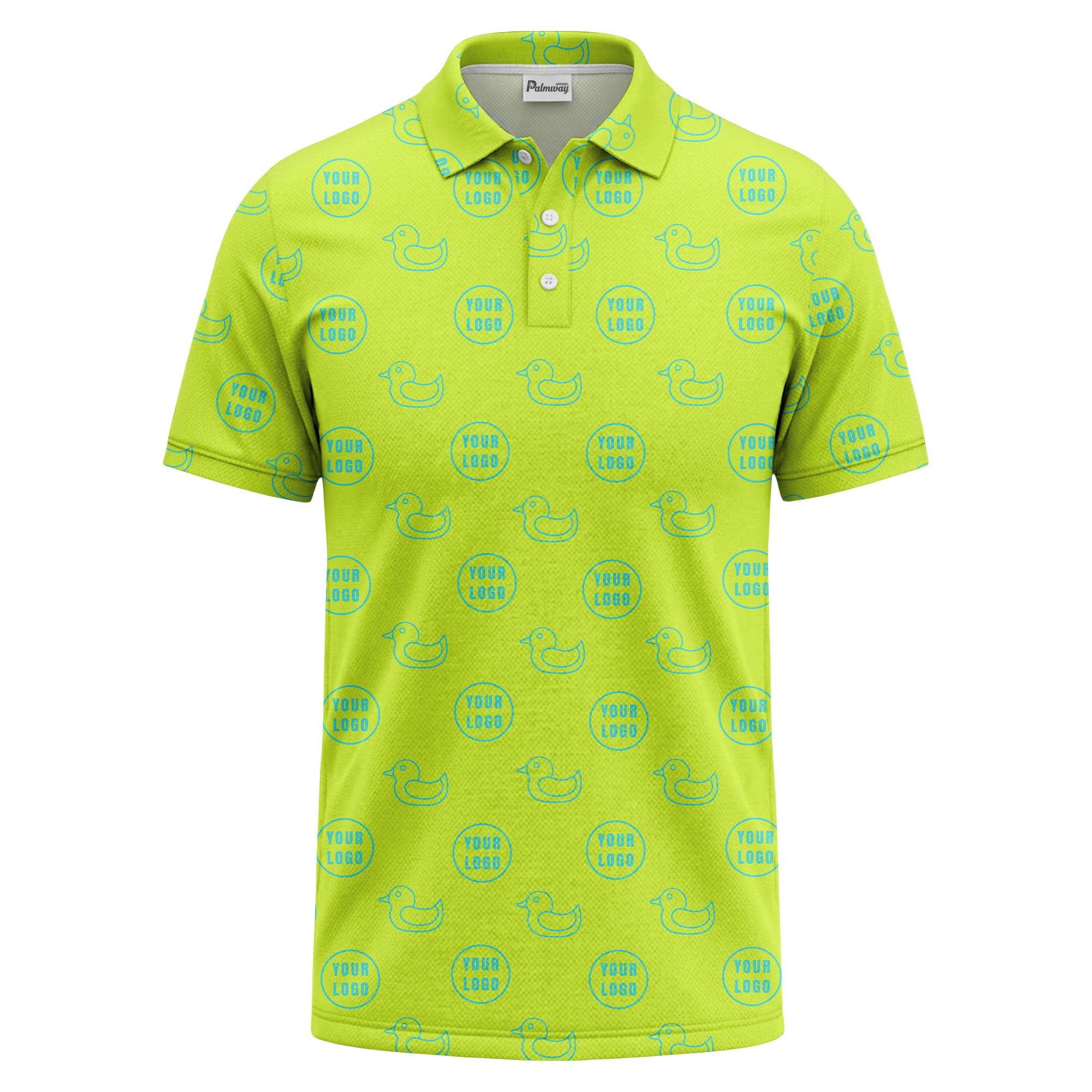 rubber duck & custom logo circle pattern polo shirt for men