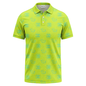 rubber duck & custom logo circle pattern polo shirt for men