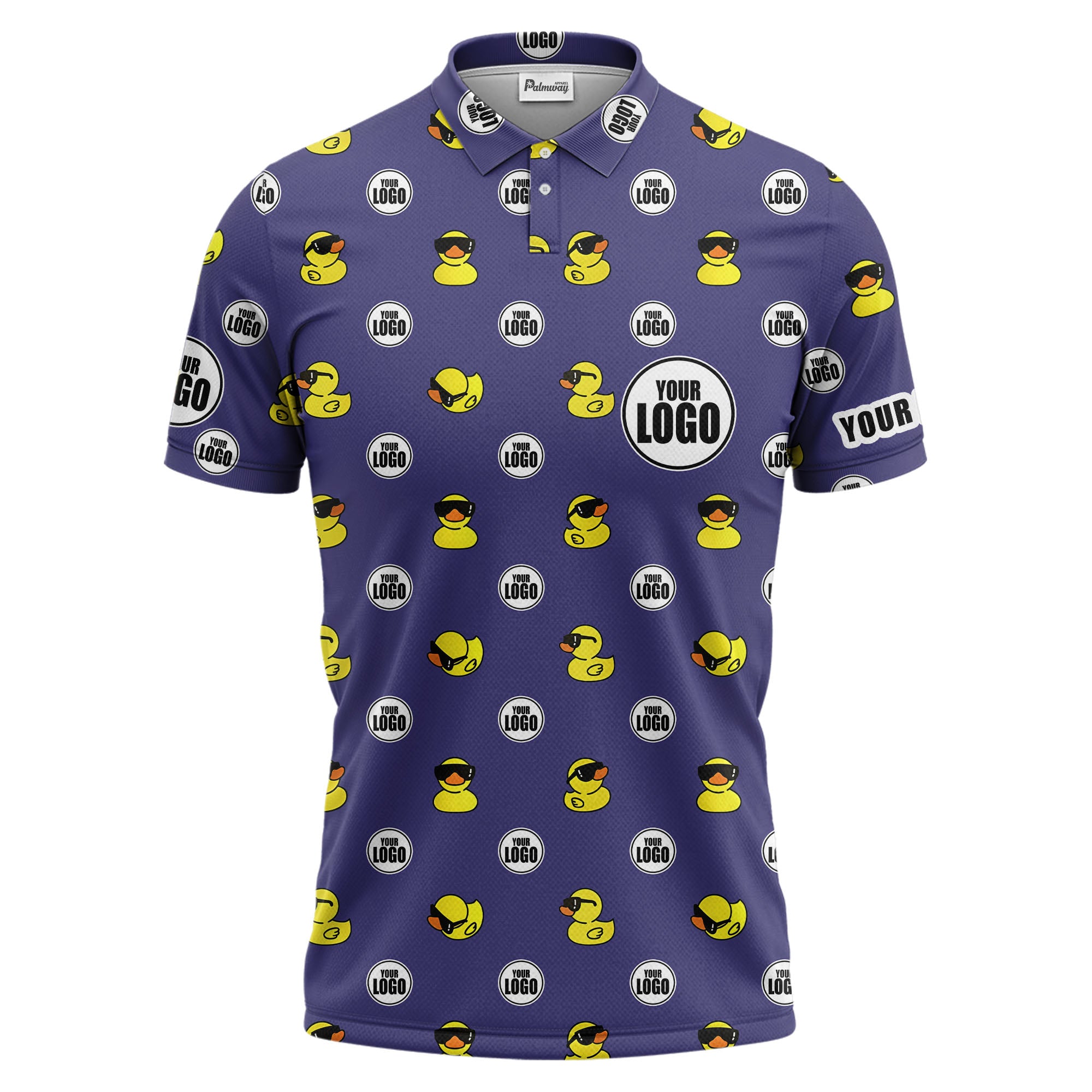 rubber duck repeat cartoon pattern custom logo black polo shirt for men