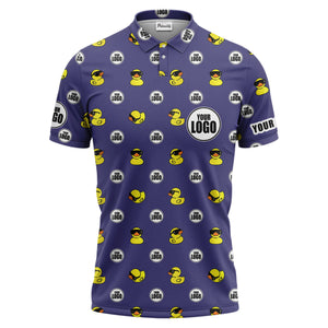 rubber duck repeat cartoon pattern custom logo black polo shirt for men