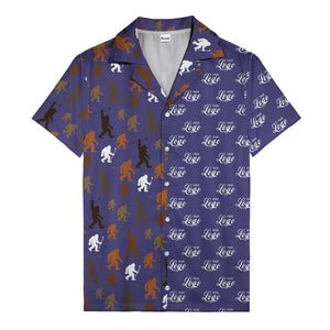 sasquatch golfers swinging clubs cartoon black hawaiian shirt for men