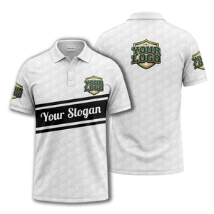 shield logo stars hexagon pattern polo shirt for men