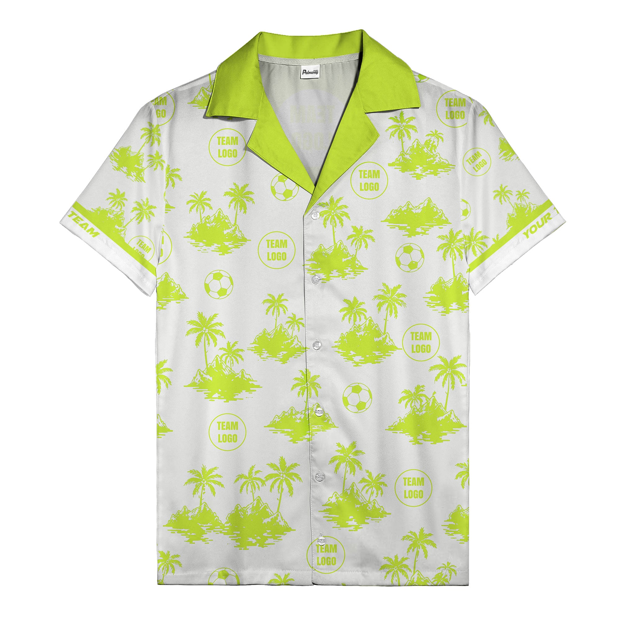 soccer balls & palm trees island repeat black white hawaiian shirt
