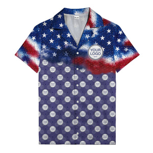stars & stripes american flag custom logo patriotic hawaiian shirt