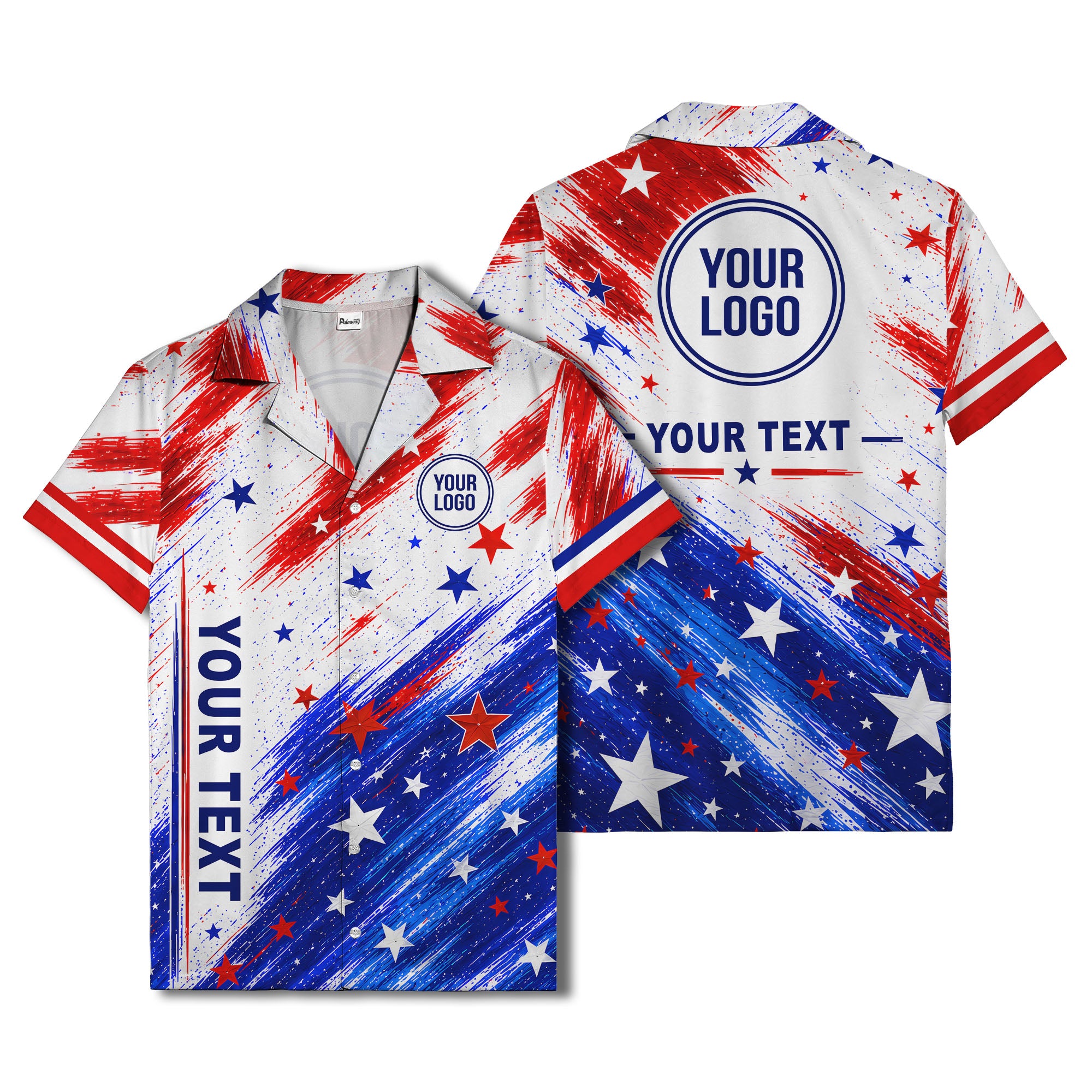 stars & stripes diagonal brushstroke american flag hawaiian shirt