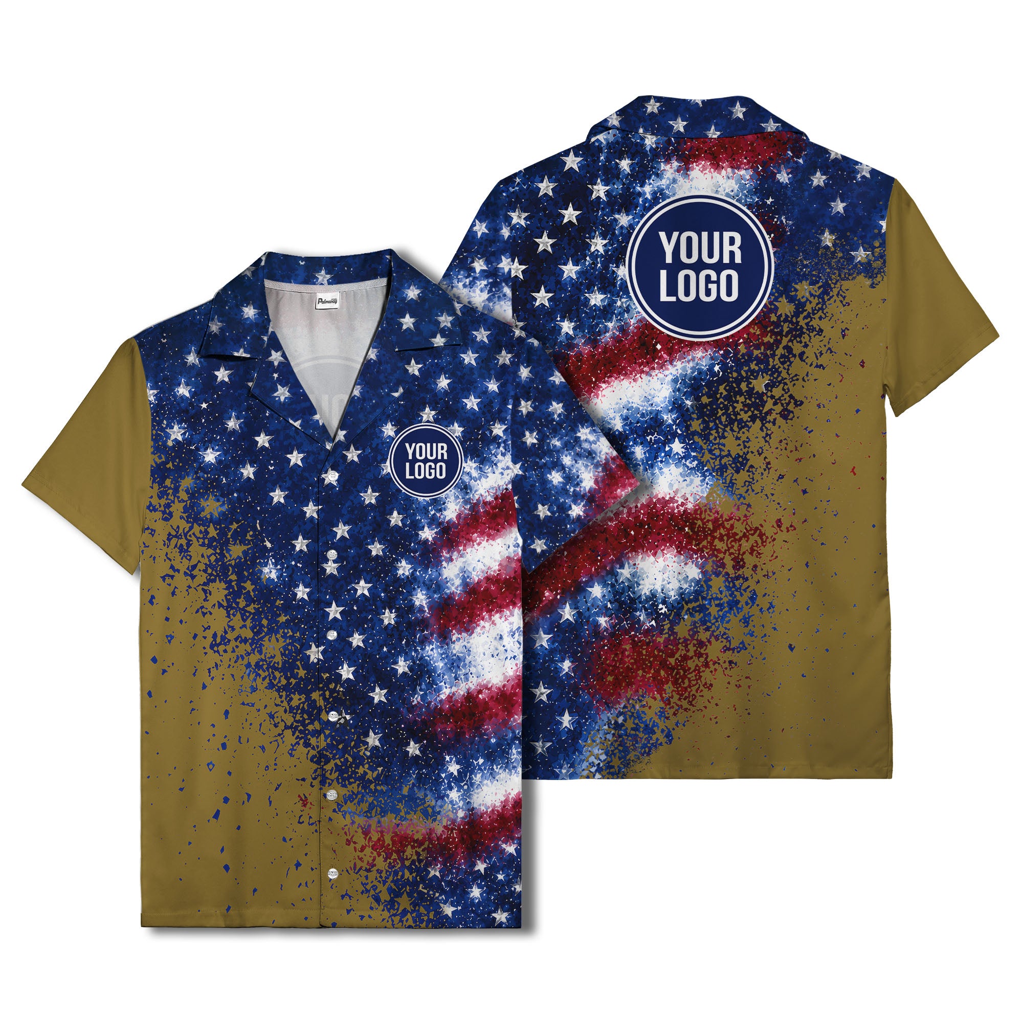 stars & stripes watercolor splash patriotic hawaiian shirt