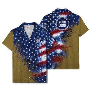stars & stripes watercolor splash patriotic hawaiian shirt