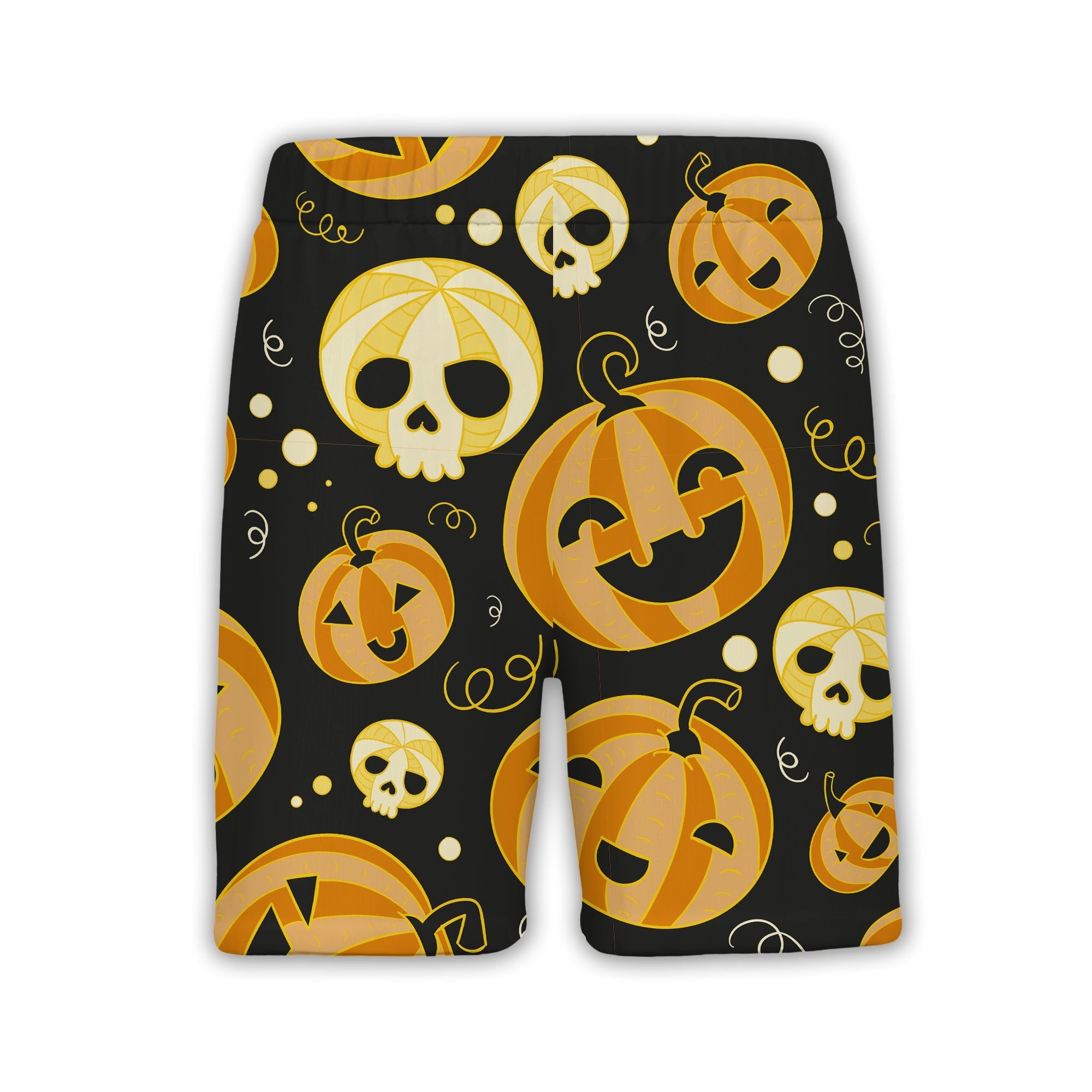 Striped Jack-o-Lantern and Skull Hawaiian Shirt on Charcoal