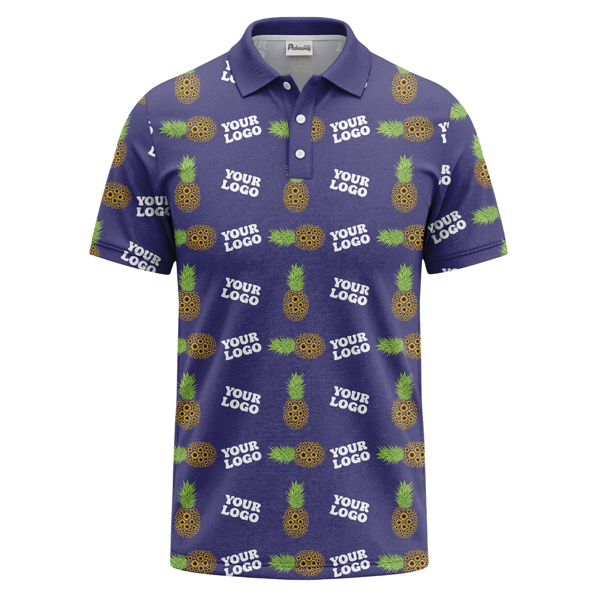 sunflower pineapple repeat custom logo polo shirt for beach days