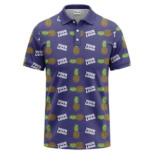 sunflower pineapple repeat custom logo polo shirt for beach days