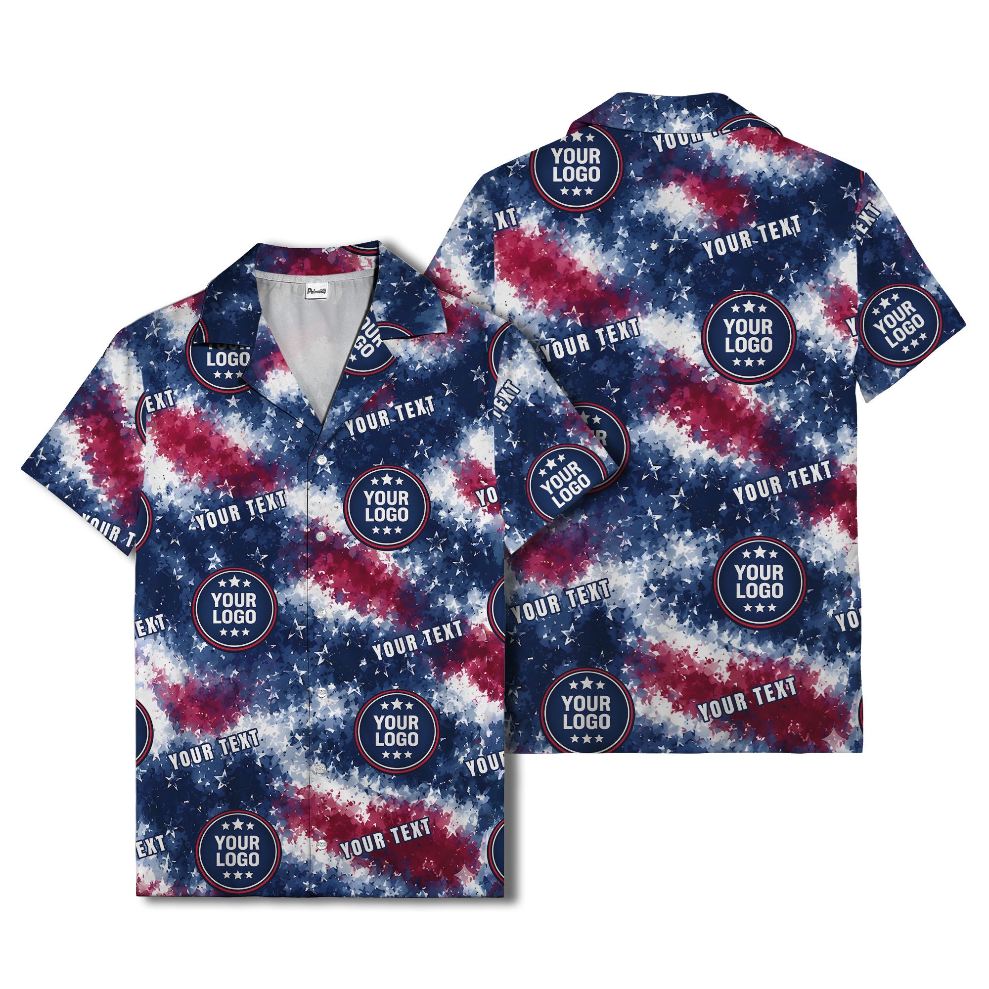 tie-dye stars & flag custom logo patriotic hawaiian shirt for men