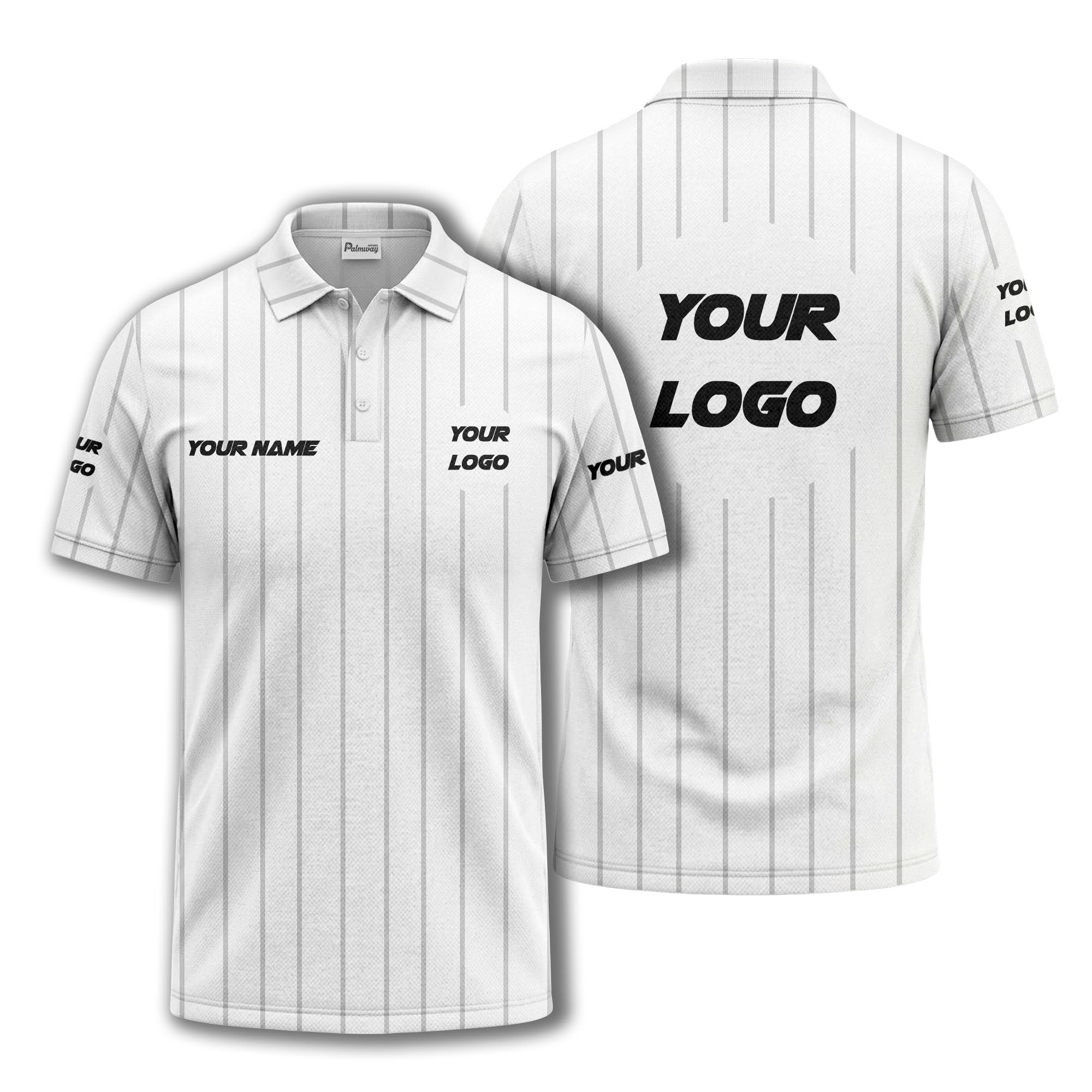 vertical pinstripe custom logo personalized text polo shirt