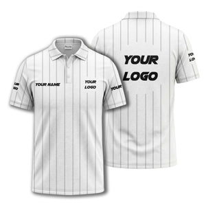 vertical pinstripe custom logo personalized text polo shirt