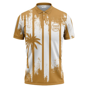 vertical striped palm trees grunge texture polo shirt for men