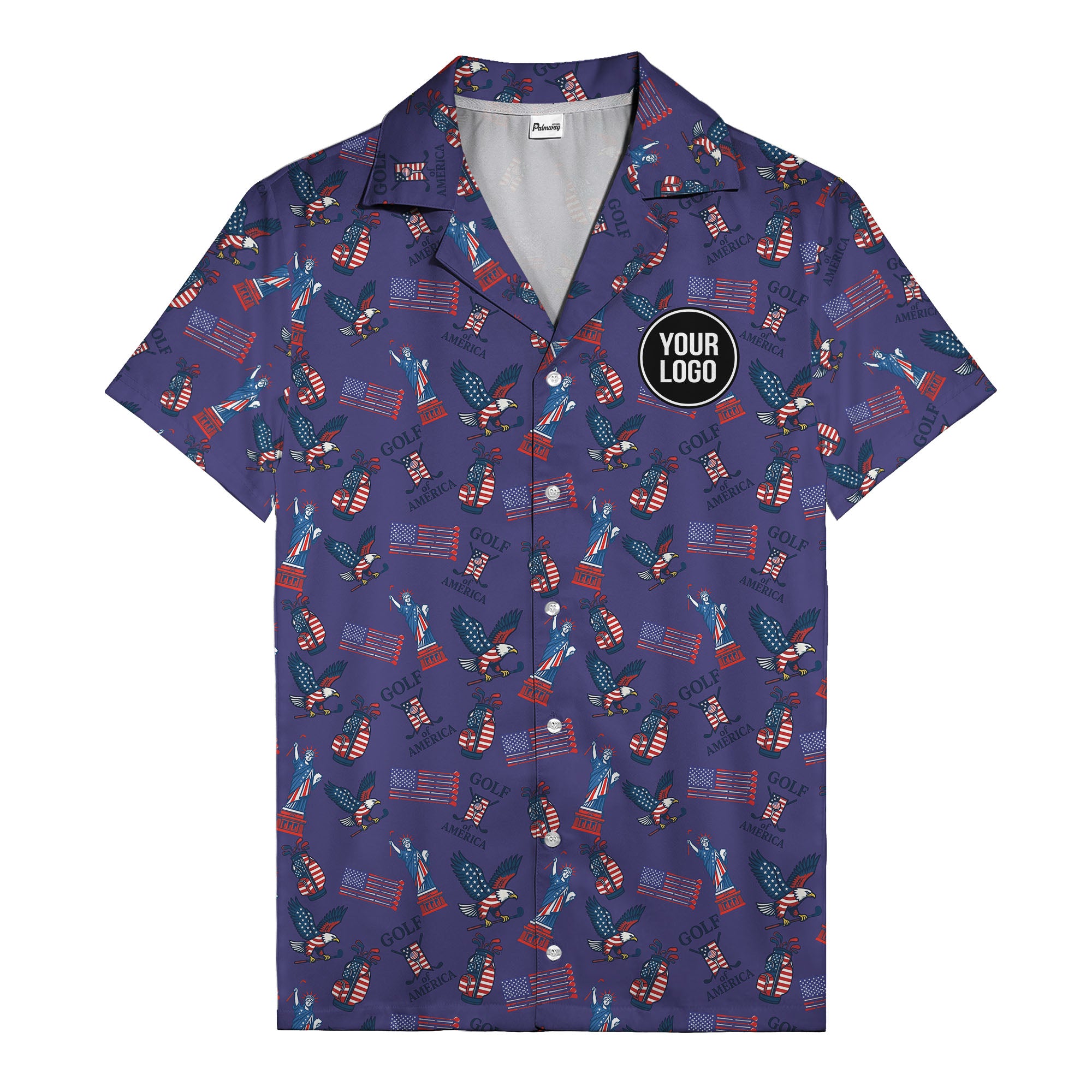 vintage 50s bald eagles & statue of liberty golf hawaiian shirt