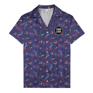 vintage 50s bald eagles & statue of liberty golf hawaiian shirt