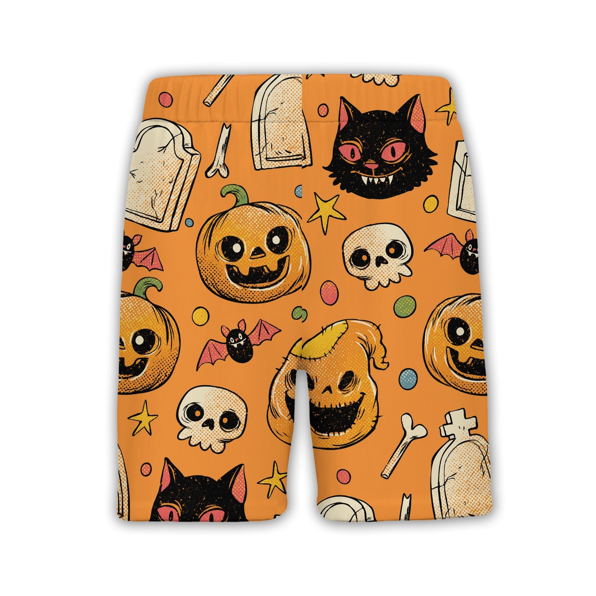 Vintage Comic Halloween Hawaiian Shirt with Skulls and Bats