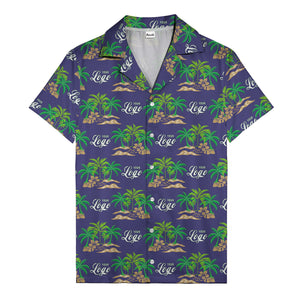 vintage palm tree oasis with monogrammed logo repeat hawaiian shirt