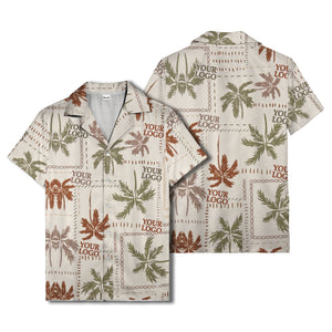 vintage palm tree repeat with custom logos hawaiian shirt