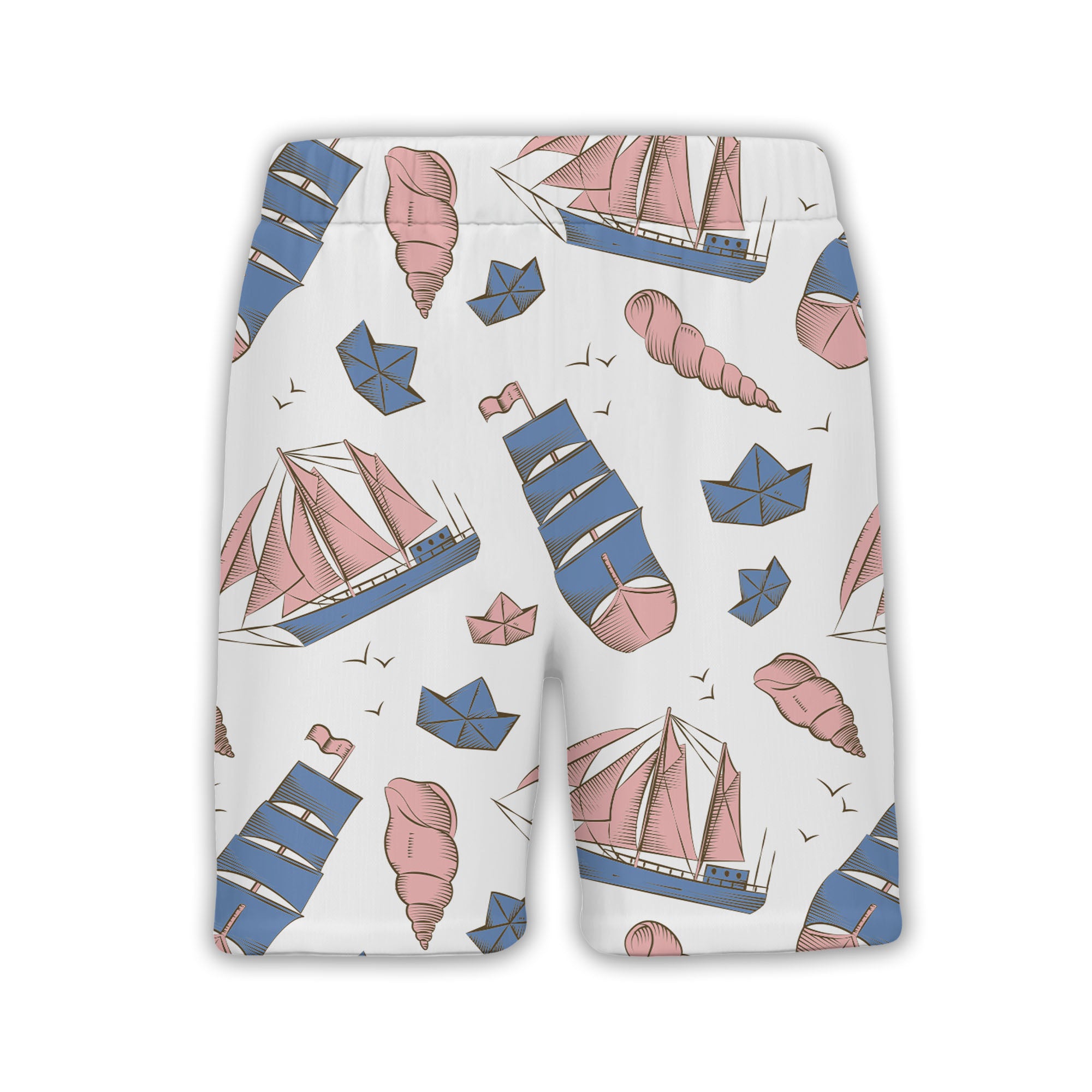Vintage Sailboat & Seashell Nautical Hawaiian Shirt – Marine Bird Pattern
