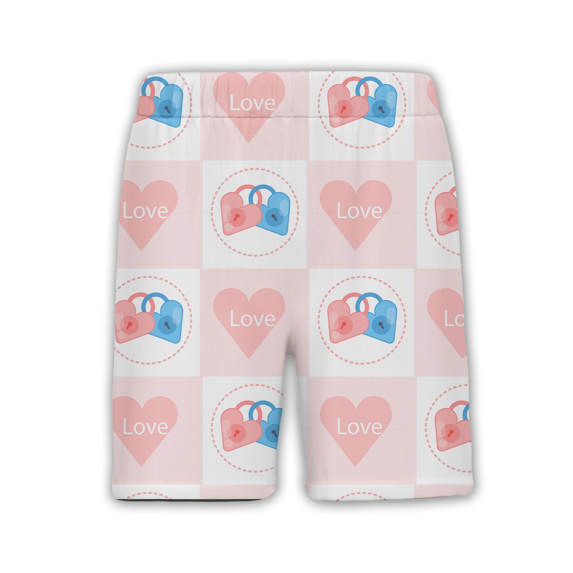 Watercolor Hearts Hawaiian Shirt in Blush Pink Rose and Fuchsia Tones