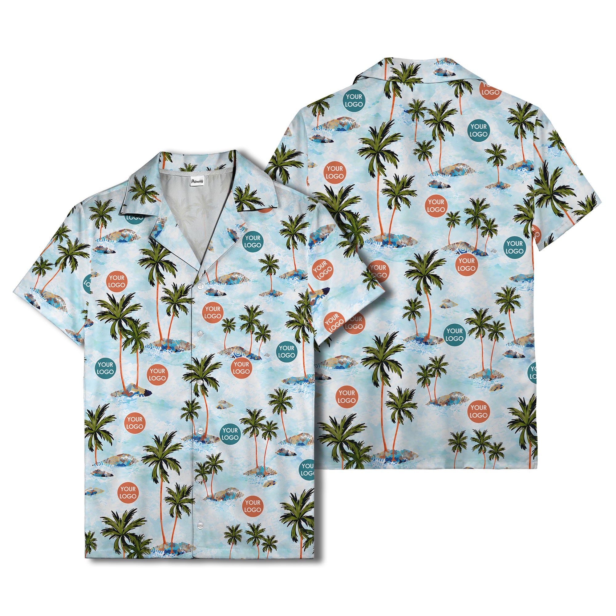 watercolor palm trees & surfboards island repeat hawaiian shirt