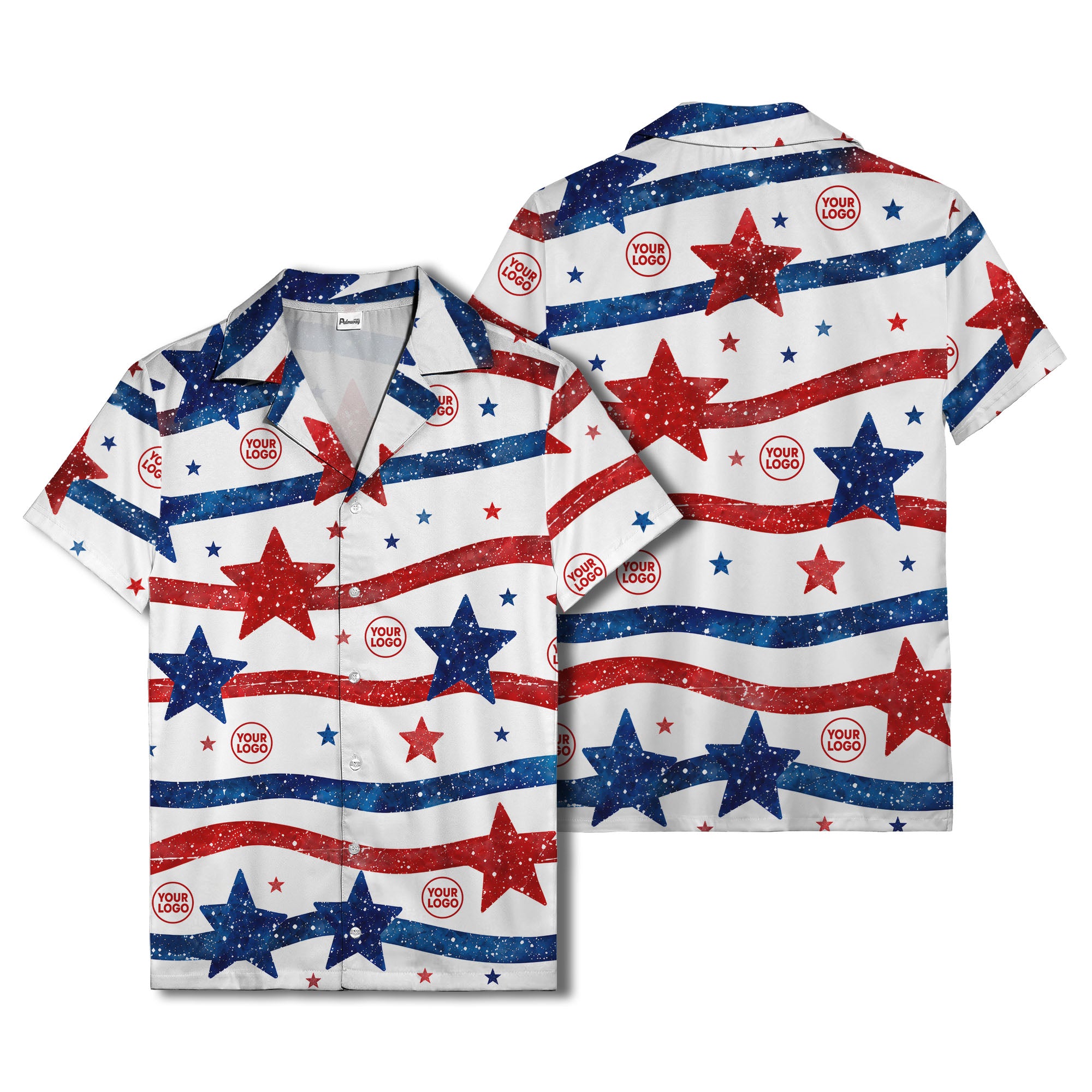 watercolor stars & stripes american flag hawaiian shirt for men
