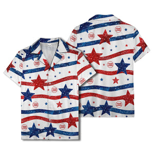 watercolor stars & stripes american flag hawaiian shirt for men