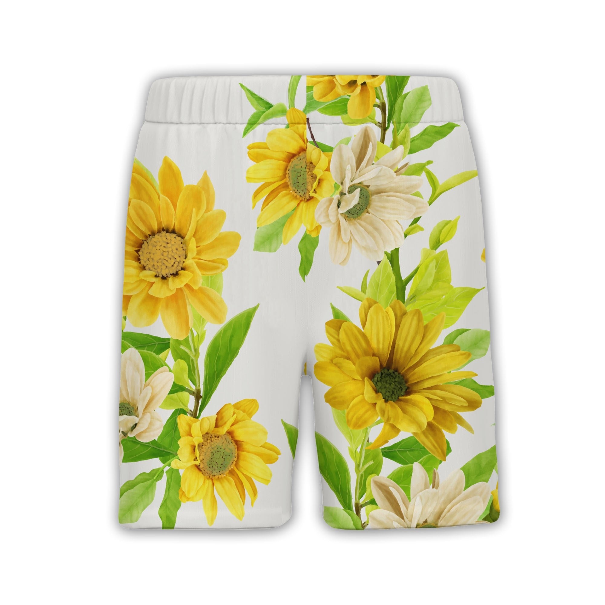 Watercolor Sunflower Hawaiian Shirt with Buds and Leaves Elegant