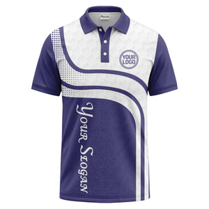 wave hexagon graphic golf polo shirt with custom logo
