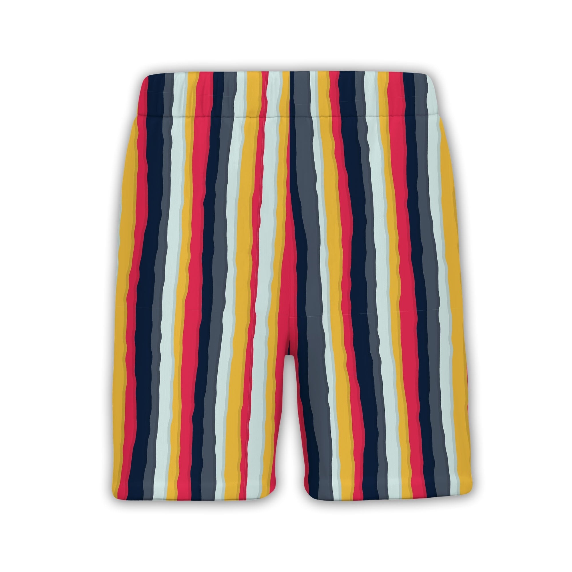 Wavy Berry Mustard Navy Stripe Hawaiian Shirt Dynamic Pattern