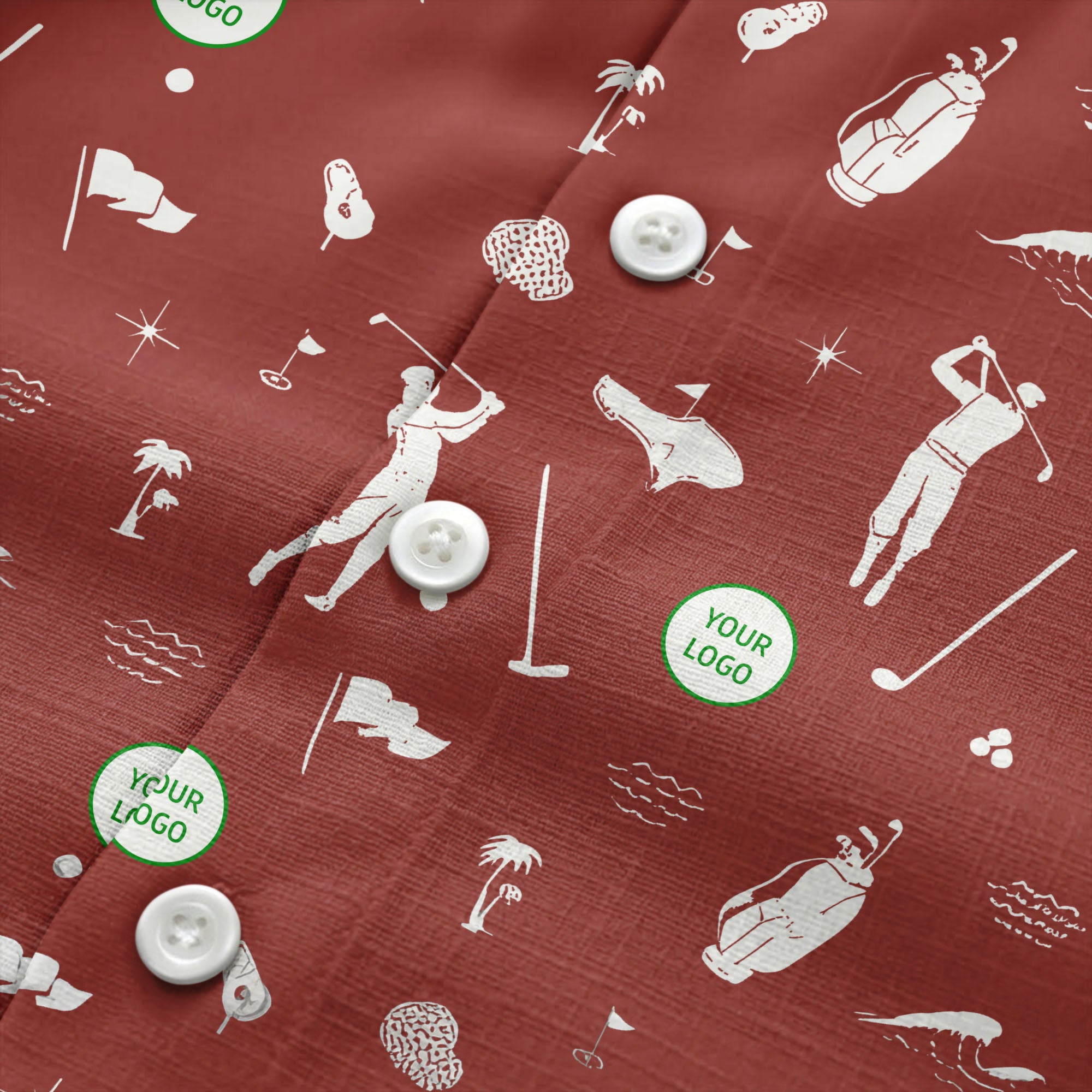 Whimsical Golfers Palm Wave Hawaiian Shirt Aloha Button Down Shirt