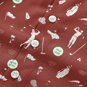 Whimsical Golfers Palm Wave Hawaiian Shirt Aloha Button Down Shirt