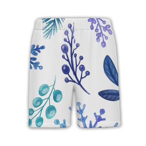 White Watercolor Branch Hawaiian Shirt with Blue Gradient Snowflakes