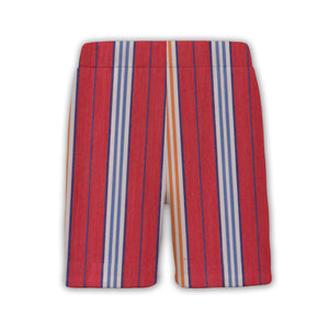 Woven Fabric Texture Stripe Hawaiian Shirt Red White Blue Orange