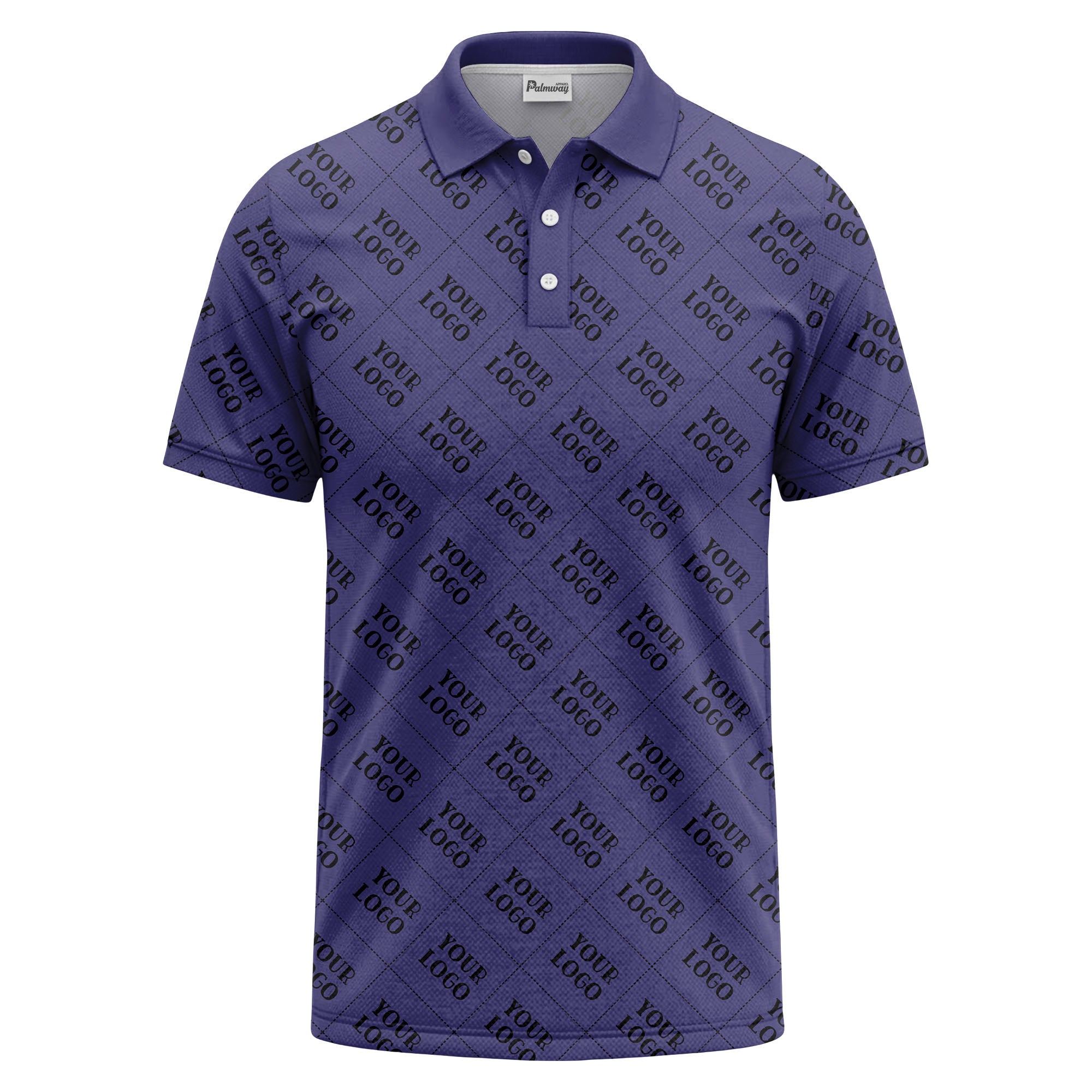 your logo diamond grid monochrome custom polo shirt for men