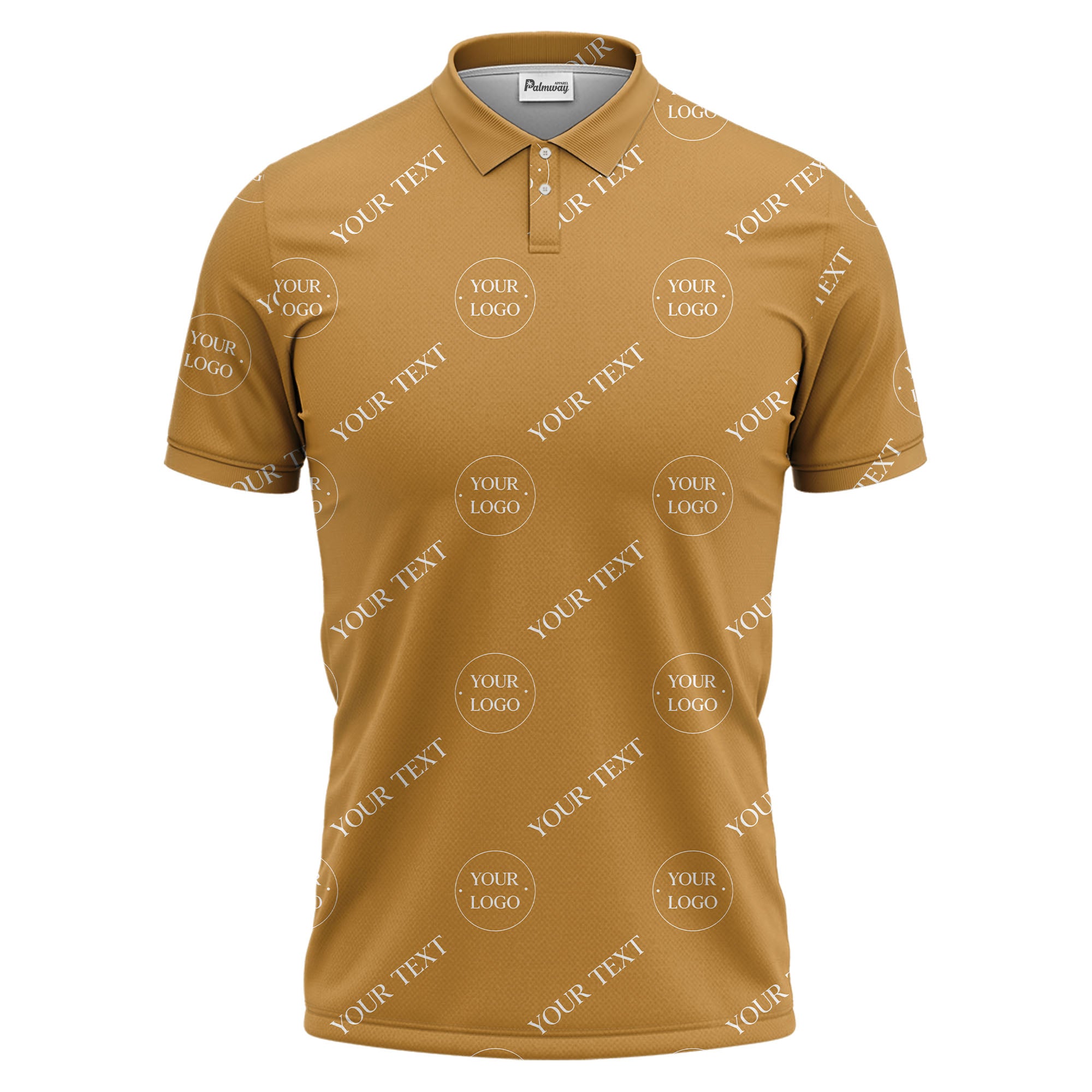 your name & logo repeat pattern black polo shirt for men