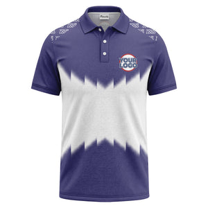 zigzag gradient custom logo polo shirt for men