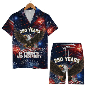 4th of July Bald Eagle Hawaiian Shirt - Stars & Fireworks American Flag Celebration