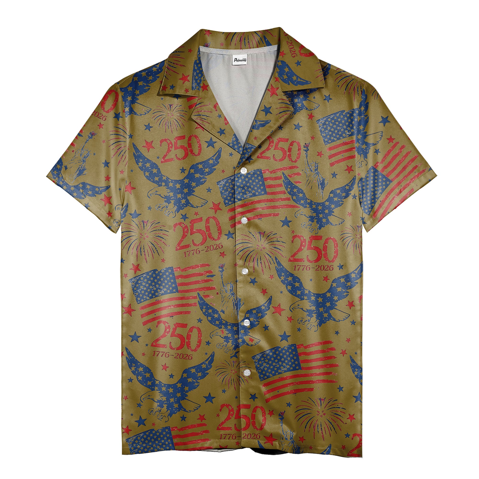 american 250th anniversary hawaiian shirt with eagles and fireworks all over print