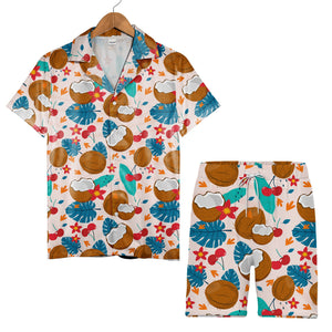 Aqua Blue Margarita Flip-Flop Hawaiian Shirt with Watermelon and Popsicles