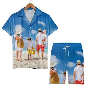 Beach Family Portrait Hawaiian Shirt with Turquoise Ocean Waves