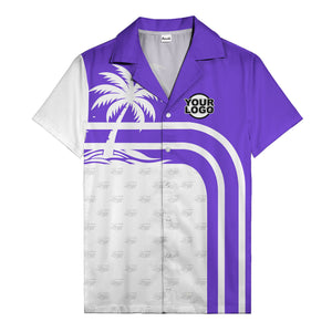 black and white palm trees curved stripes hawaiian shirt