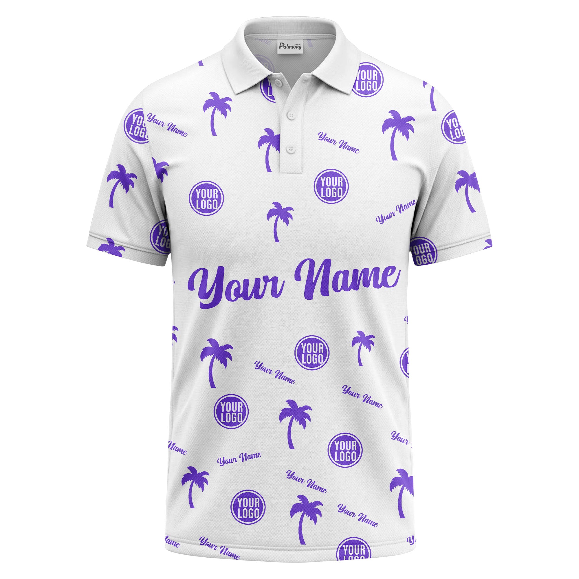 black palm tree silhouettes personalized polo shirt with custom logos